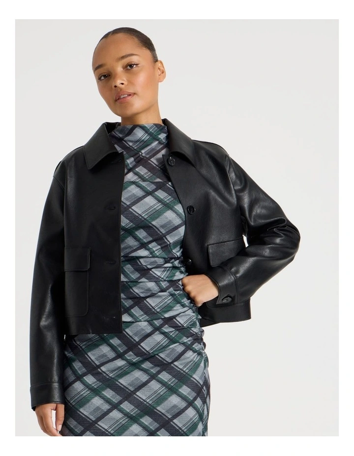 Jersey Long Sleeve Midi Dress in Atlantic Check image 3