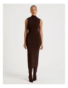 Bandage Knit Midi Dress in Chocolate