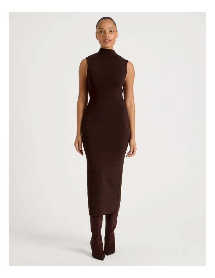 Bandage Knit Midi Dress in Chocolate image 1