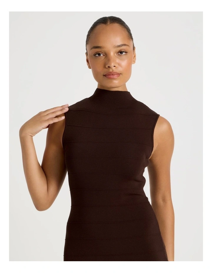 Bandage Knit Midi Dress in Chocolate image 3