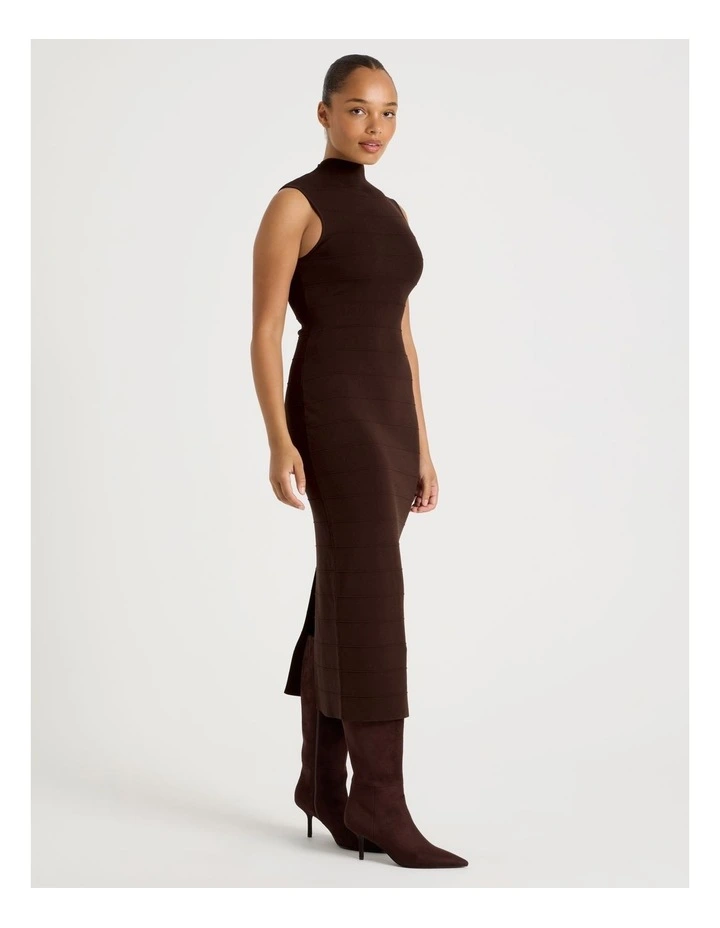 Bandage Knit Midi Dress in Chocolate image 4