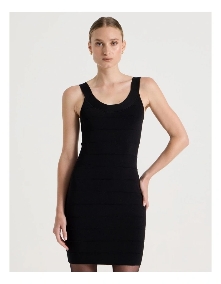 Bandage Knit Mini Dress in Black image 1