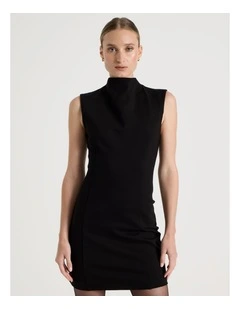 Ponte Shift Midi Dress in Black