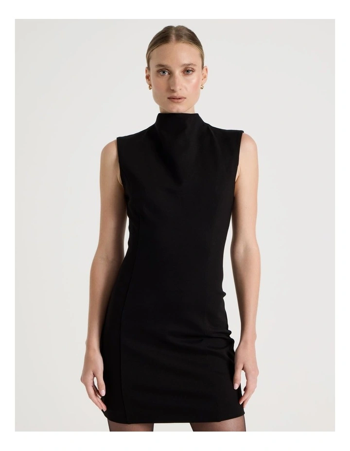 Ponte Shift Midi Dress in Black image 1