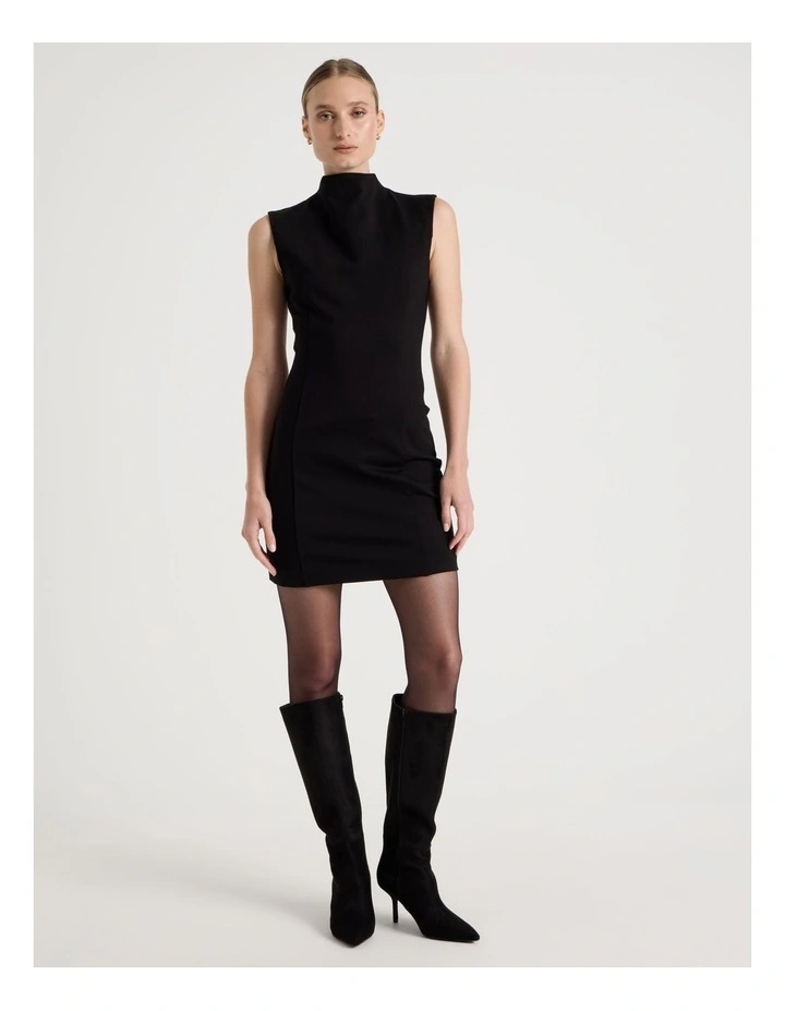 Ponte Shift Midi Dress in Black image 3