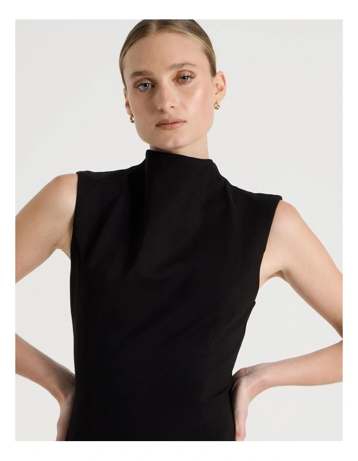 Ponte Shift Midi Dress in Black image 4