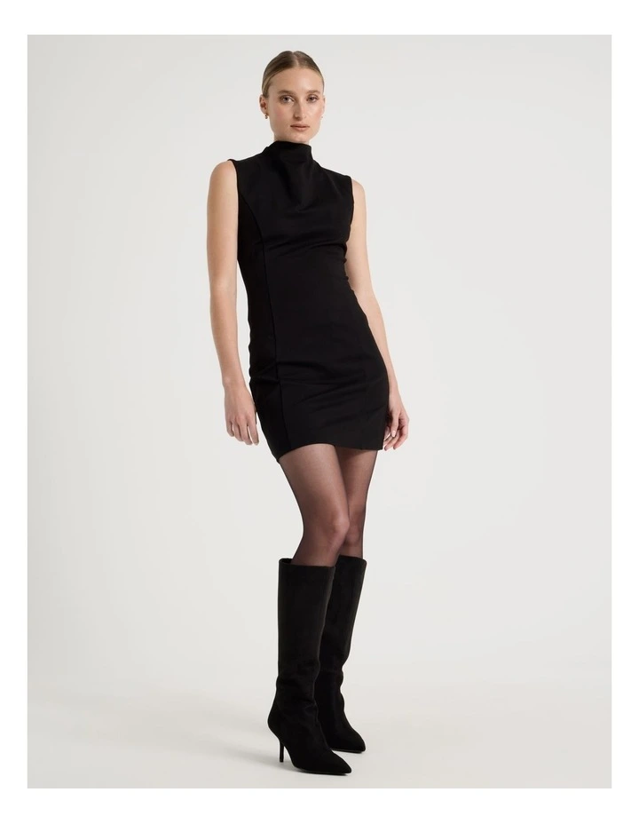Ponte Shift Midi Dress in Black image 5
