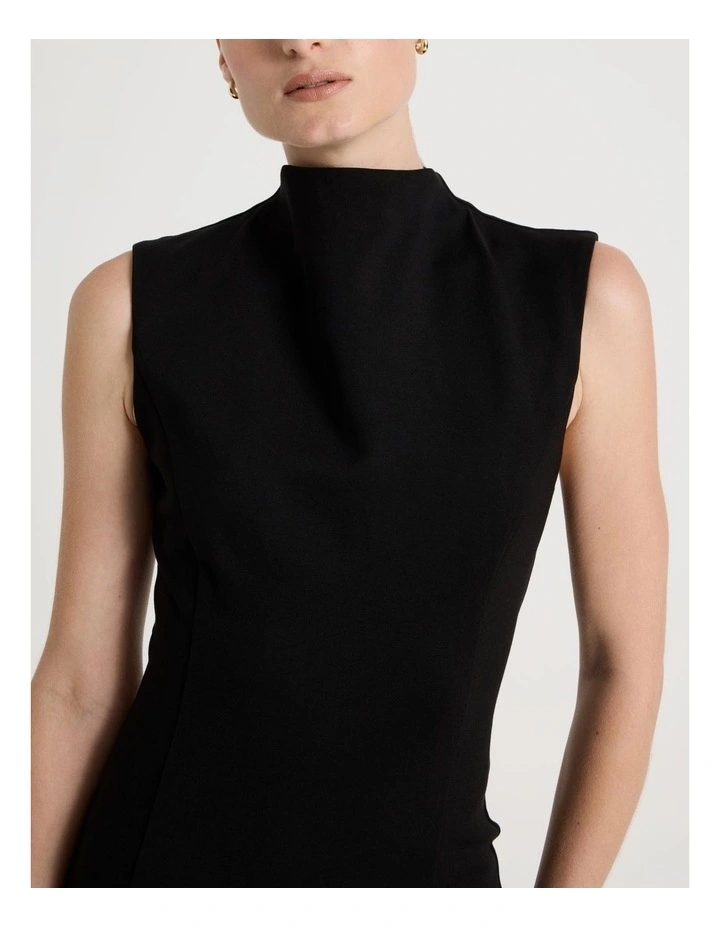 Ponte Shift Midi Dress in Black image 7