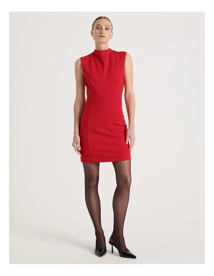 Ponte Shift Midi Dress in Red image 2