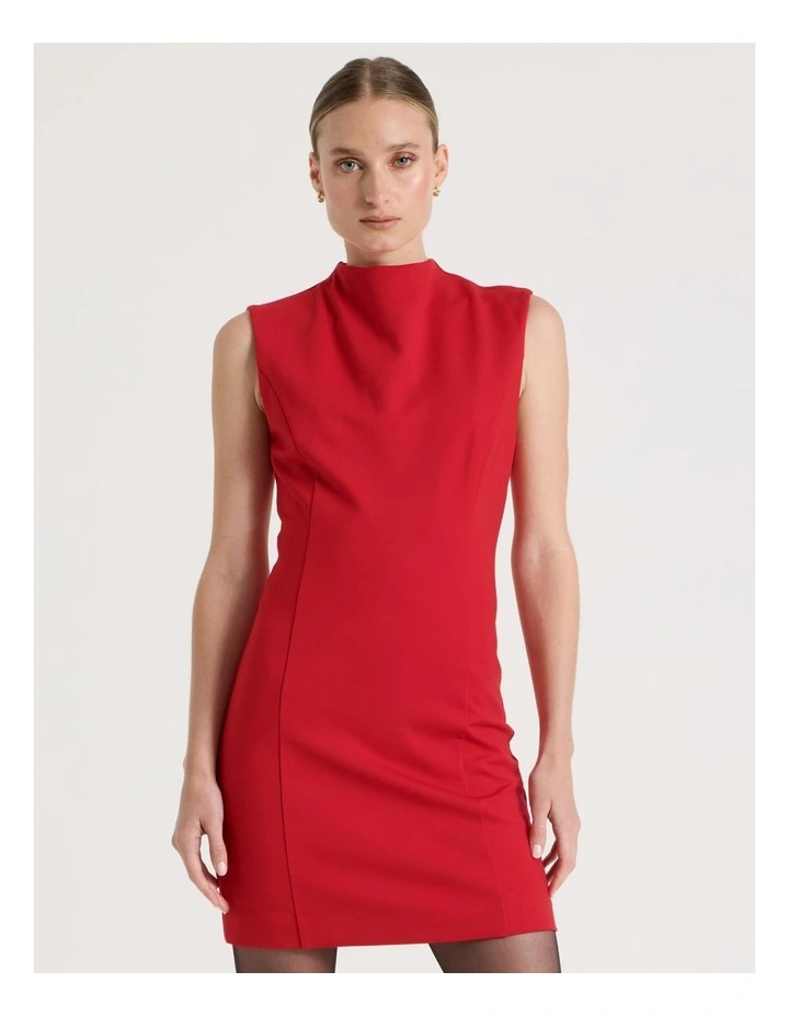 Ponte Shift Midi Dress in Red image 3
