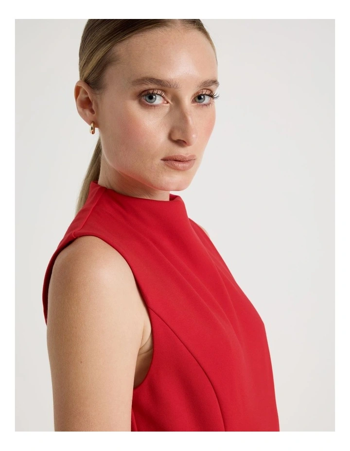 Ponte Shift Midi Dress in Red image 4