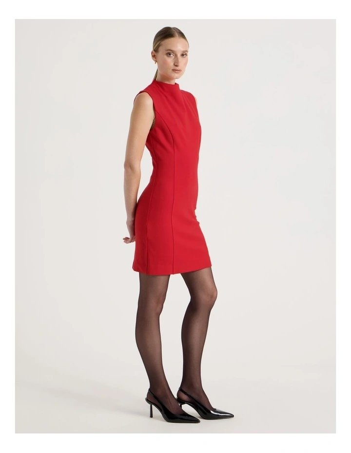 Ponte Shift Midi Dress in Red image 5