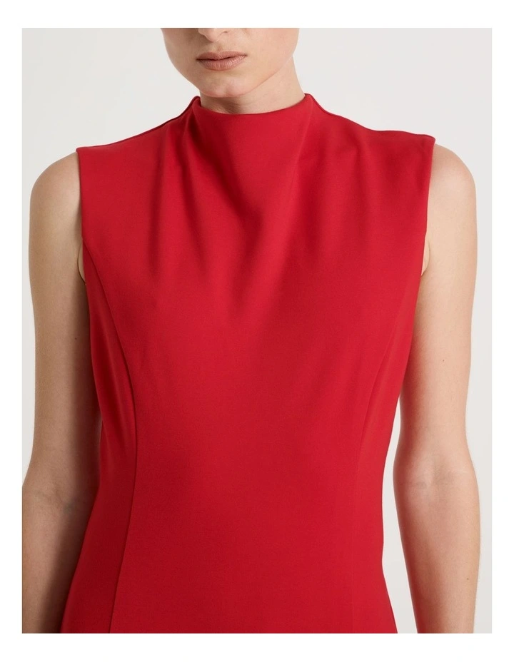 Ponte Shift Midi Dress in Red image 7