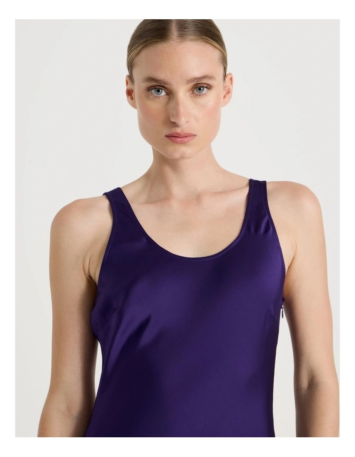 Satin Ruffle Maxi Dress in Purple image 4