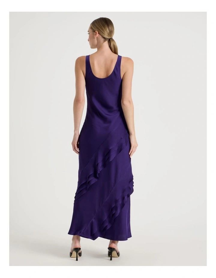 Satin Ruffle Maxi Dress in Purple image 6