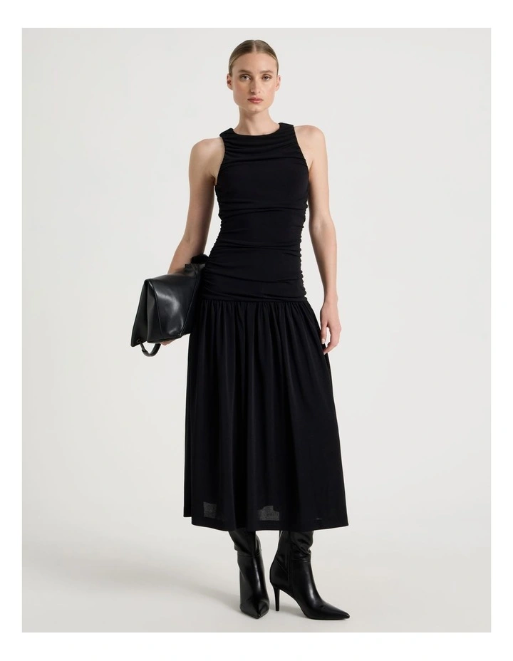 Mesh Midi Dress in Black image 1