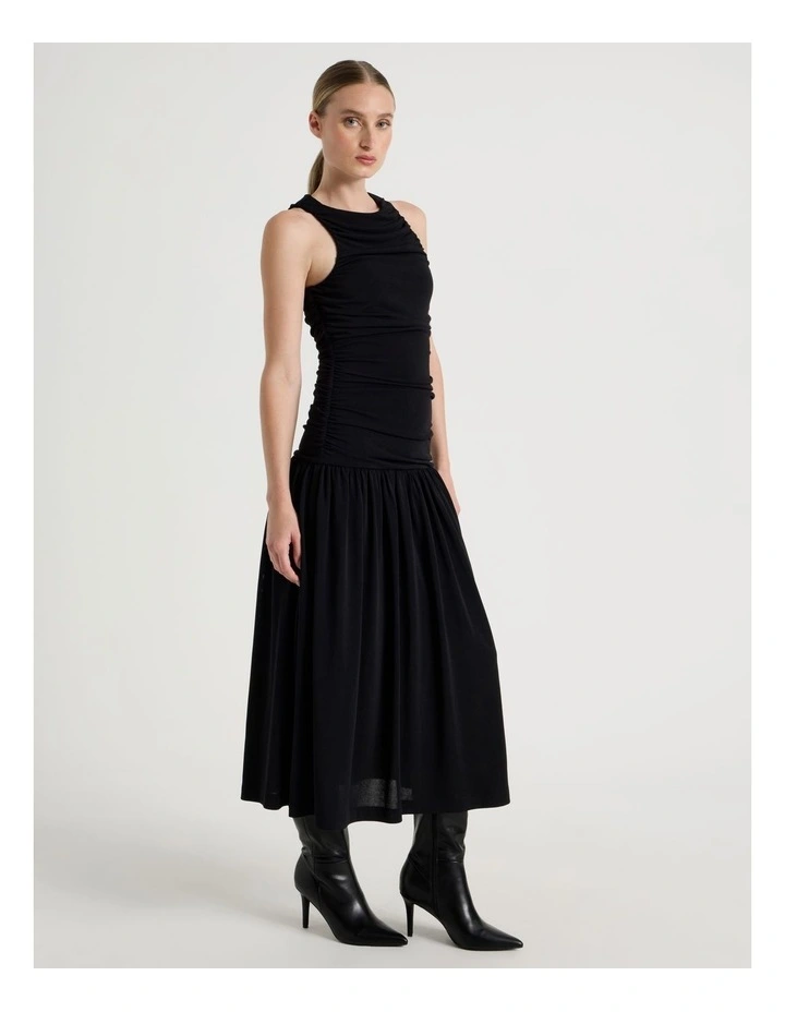 Mesh Midi Dress in Black image 2
