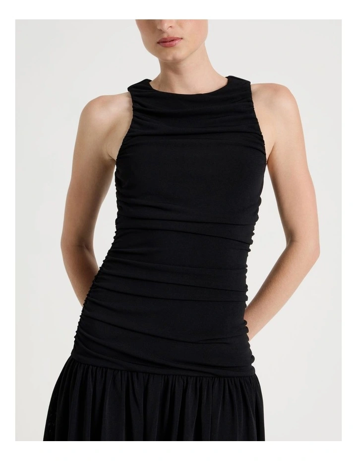 Mesh Midi Dress in Black image 3
