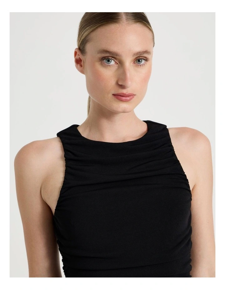 Mesh Midi Dress in Black image 4