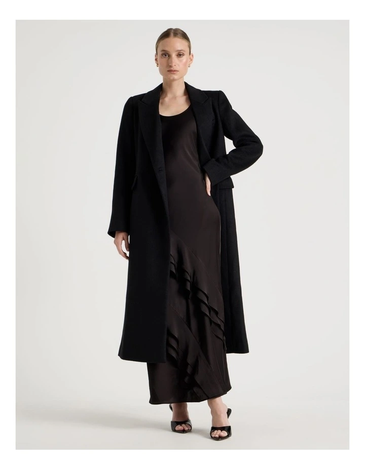 Satin Ruffle Maxi Dress in Black image 3