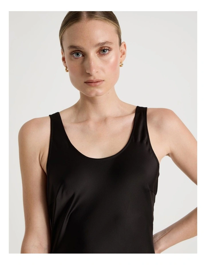 Satin Ruffle Maxi Dress in Black image 6