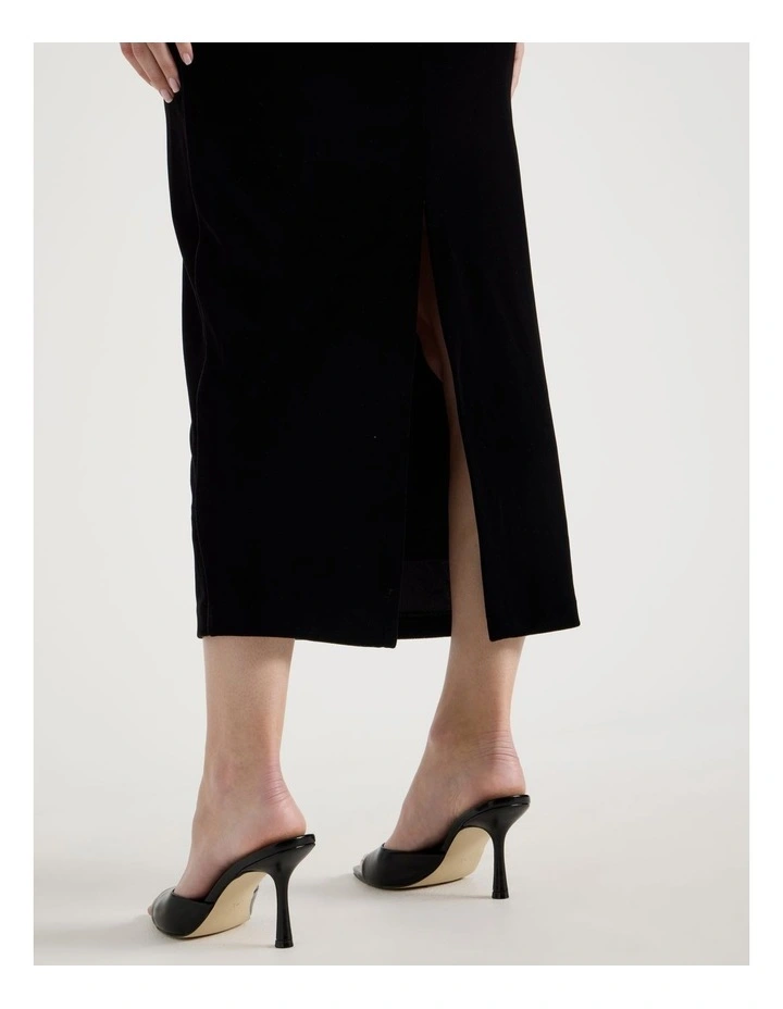 Velvet Halter Neck Midi Dress in Black image 6