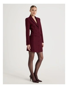Boucle Blazer Dress in Red