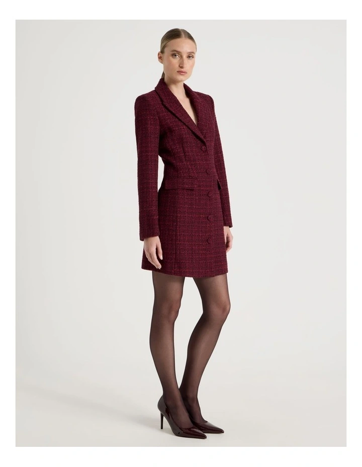 Boucle Blazer Dress in Red image 1