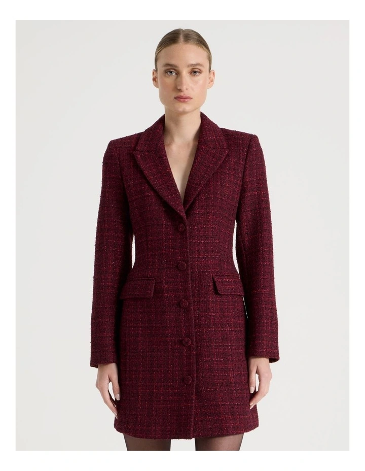 Boucle Blazer Dress in Red image 2