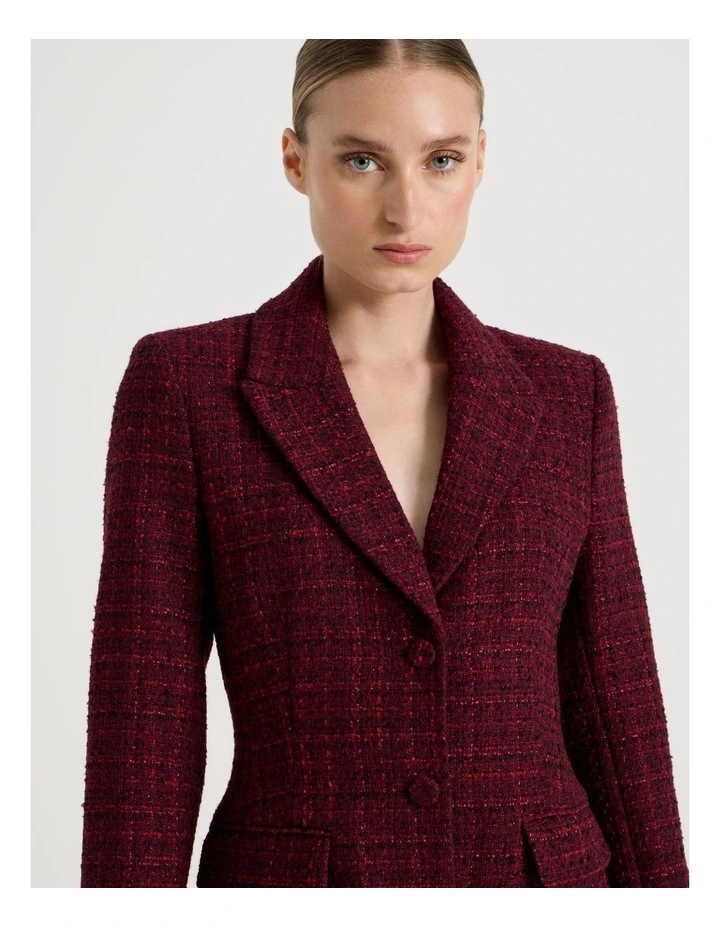 Boucle Blazer Dress in Red image 3