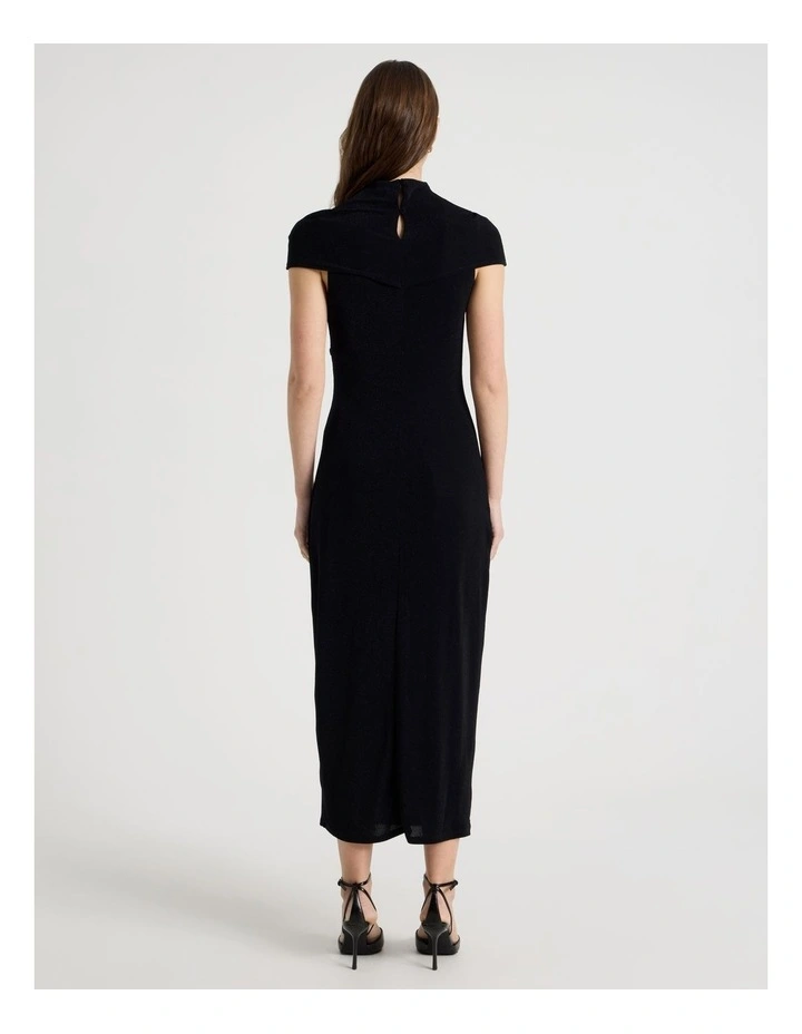 Glitter Mesh Midi Dress in Black image 6