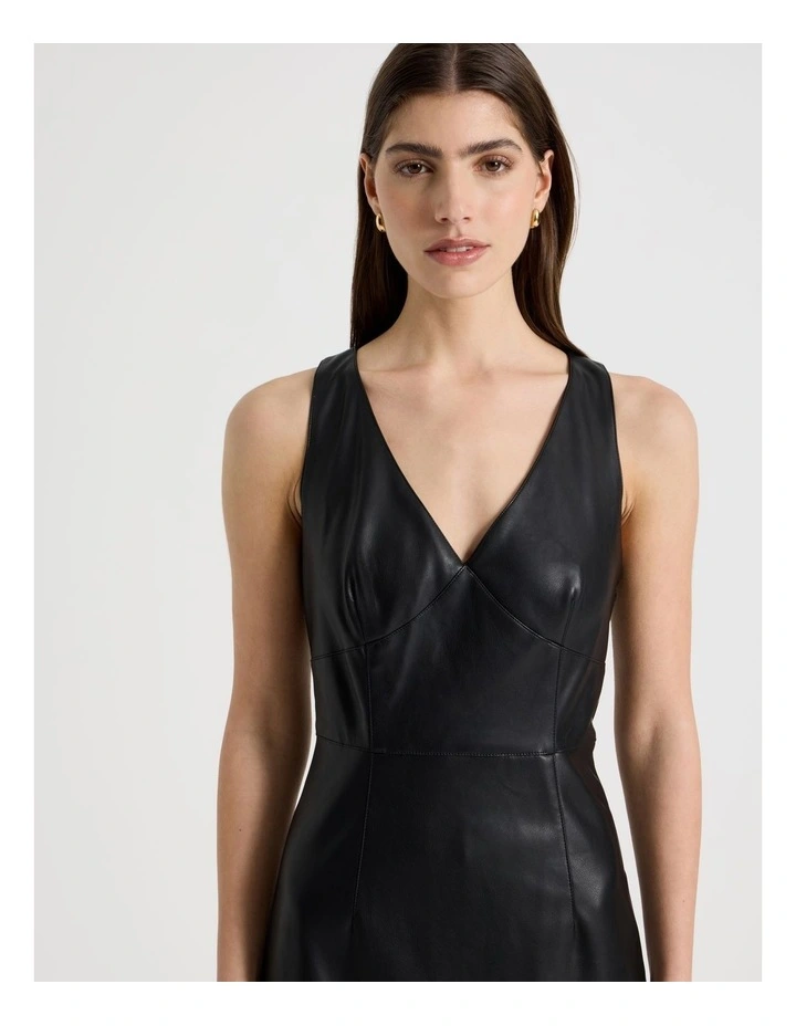 Faux Leather Dress in Black image 2