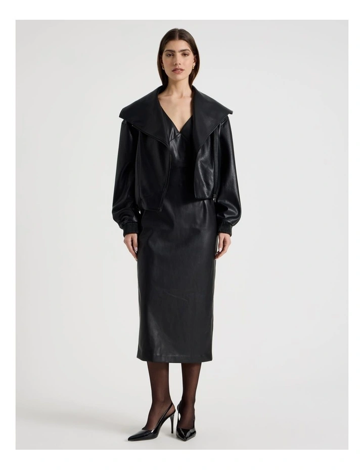 Faux Leather Dress in Black image 3