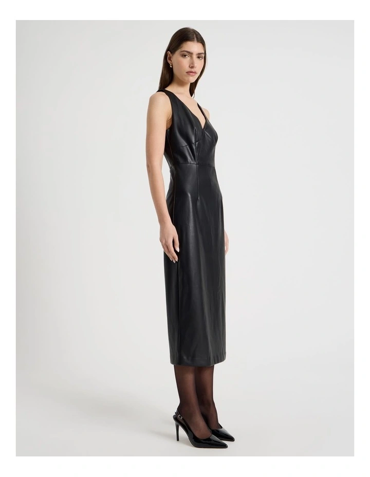 Faux Leather Dress in Black image 4