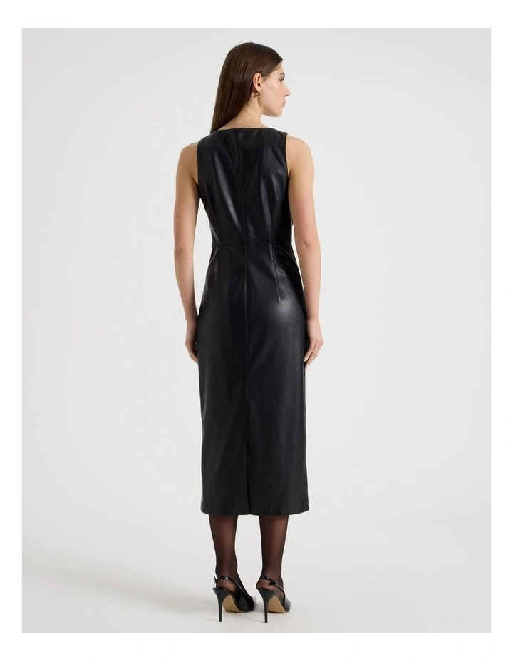 Faux Leather Dress in Black image 5