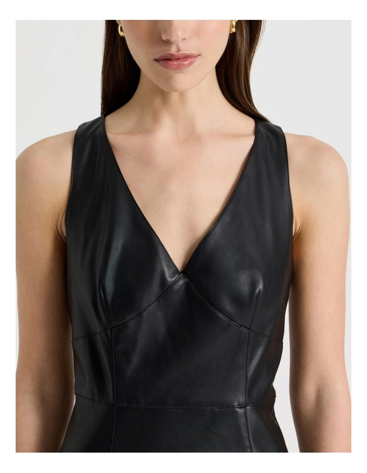 Faux Leather Dress in Black image 6