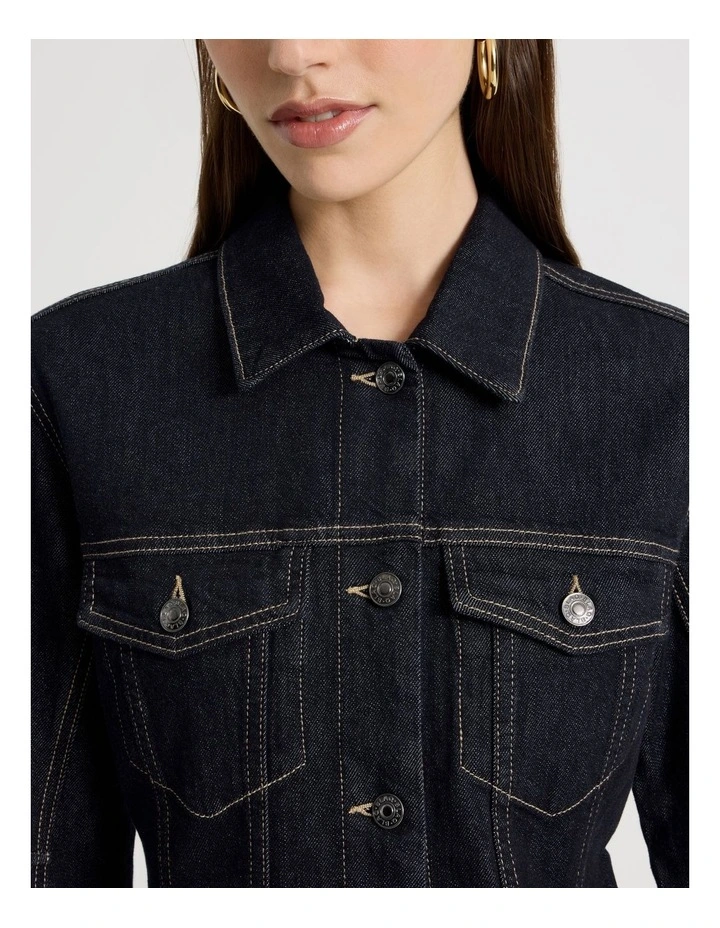 Barrel Sleeve Denim Shirt Dress in Indigo image 5