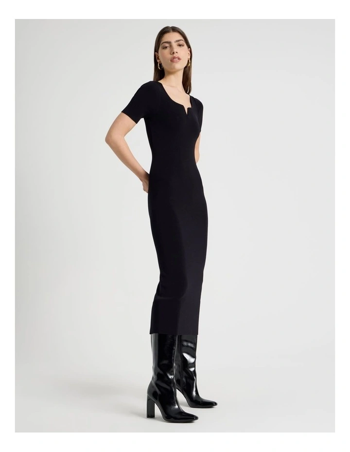 Wire Insert Short Sleeve Knit Dress in Black image 4