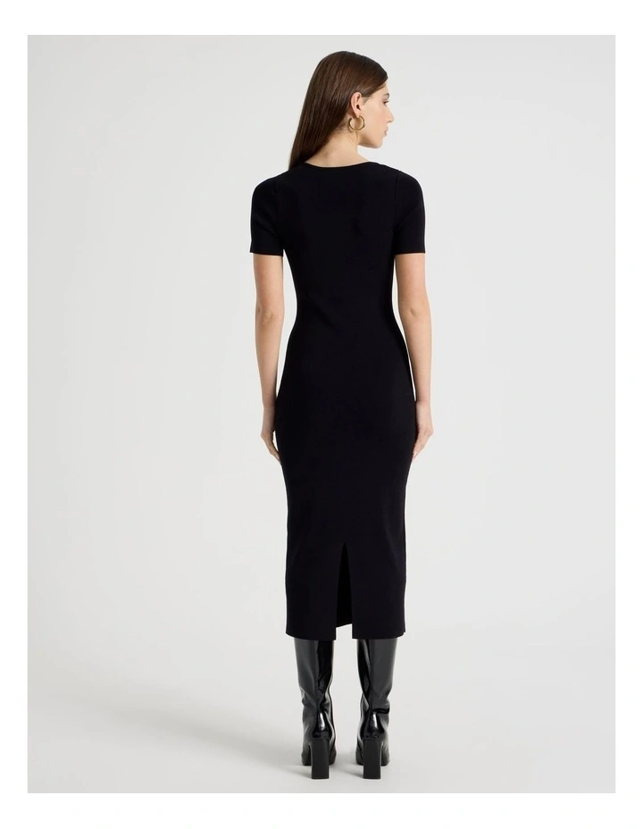 Wire Insert Short Sleeve Knit Dress in Black image 6