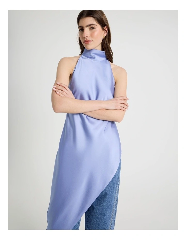 Mock Neck Asymmetrical Tunic Top in Cornflower image 2