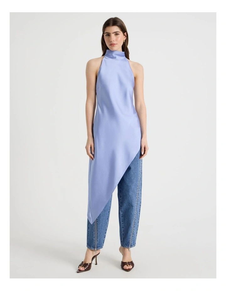 Mock Neck Asymmetrical Tunic Top in Cornflower image 5