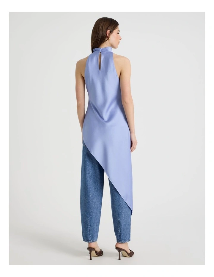 Mock Neck Asymmetrical Tunic Top in Cornflower image 6