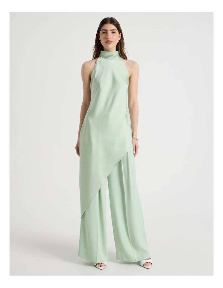 Mock Neck Asymmetrical Tunic Top in Mint image 1