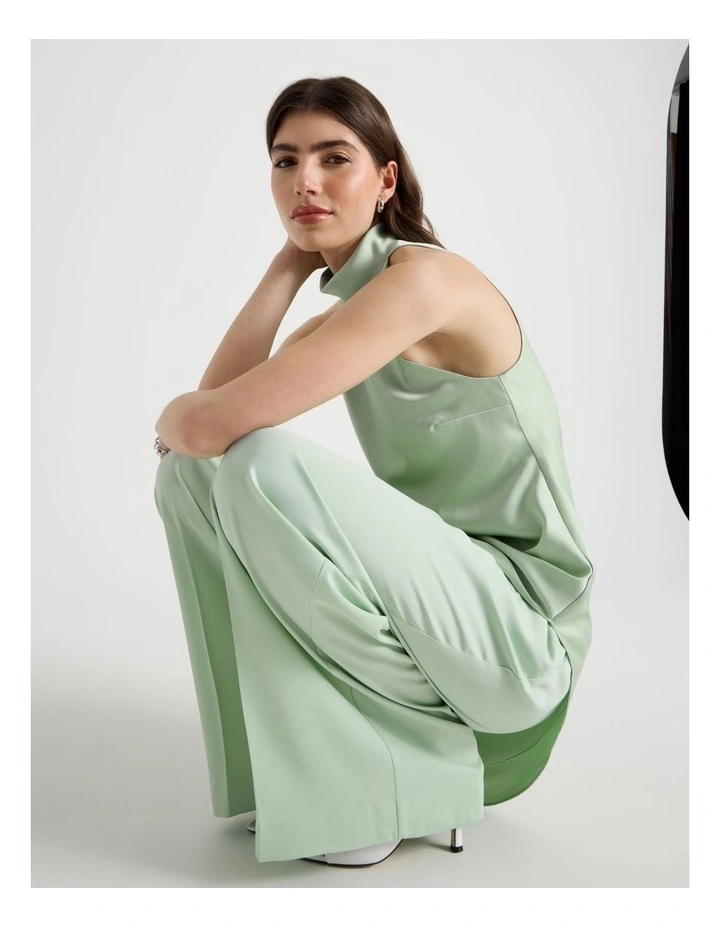 Mock Neck Asymmetrical Tunic Top in Mint image 2