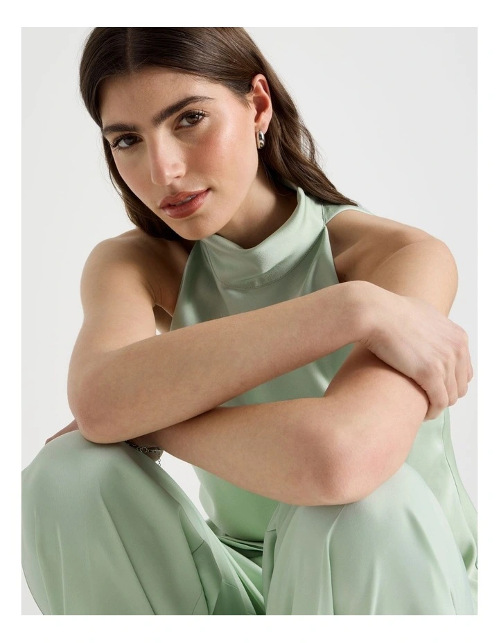 Mock Neck Asymmetrical Tunic Top in Mint image 3