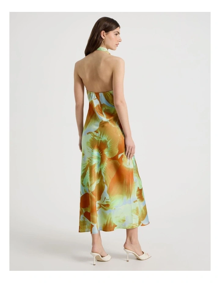 Satin Halter Neck Maxi Dress in Yellow image 6