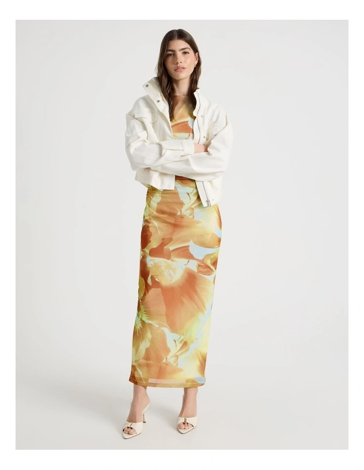 Mesh Sleeveless Midi Dress in Yellow image 4