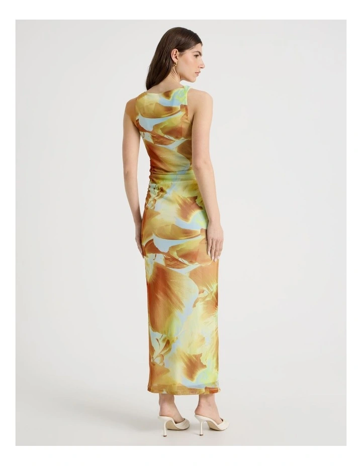Mesh Sleeveless Midi Dress in Yellow image 6