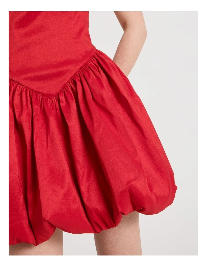 Halter Balloon Mini Dress in Red image 7