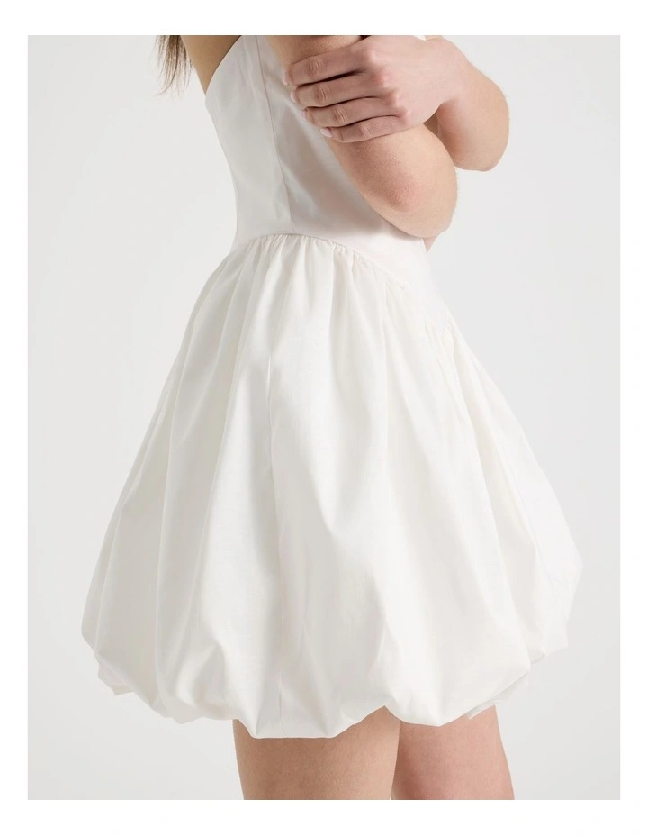 Halter Balloon Mini Dress in White image 7